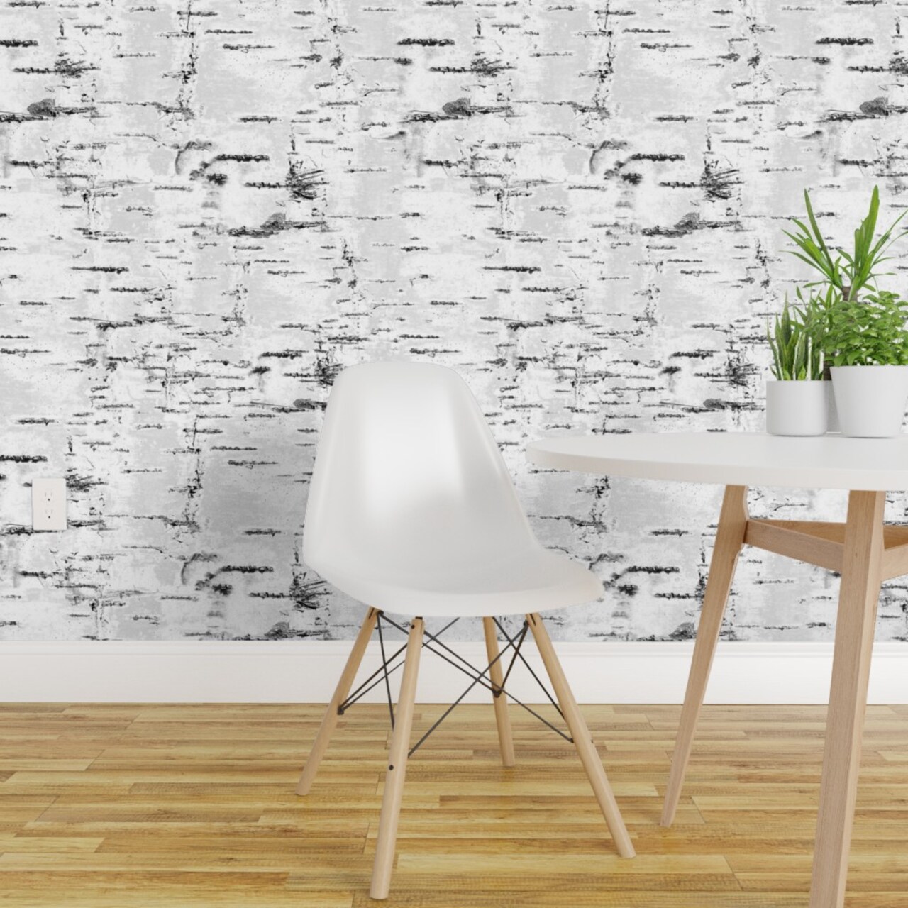 Peel & Stick Wallpaper 2FT Wide Woodland Birch Trees White Gray Neutral Birch Textured Look Bark Aspen Custom Removable Wallpaper by Spoonflower